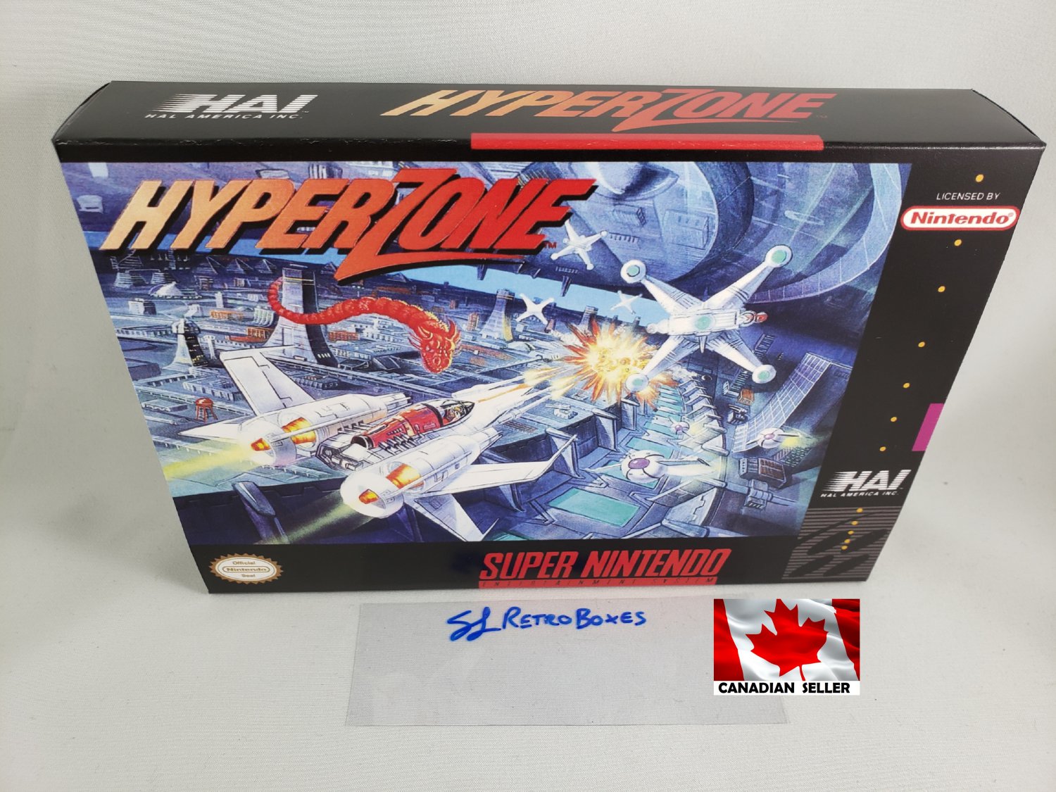 HYPER ZONE - SNES, Super Nintendo Custom Replacement Box optional w/ Insert Tray & PVC Protector