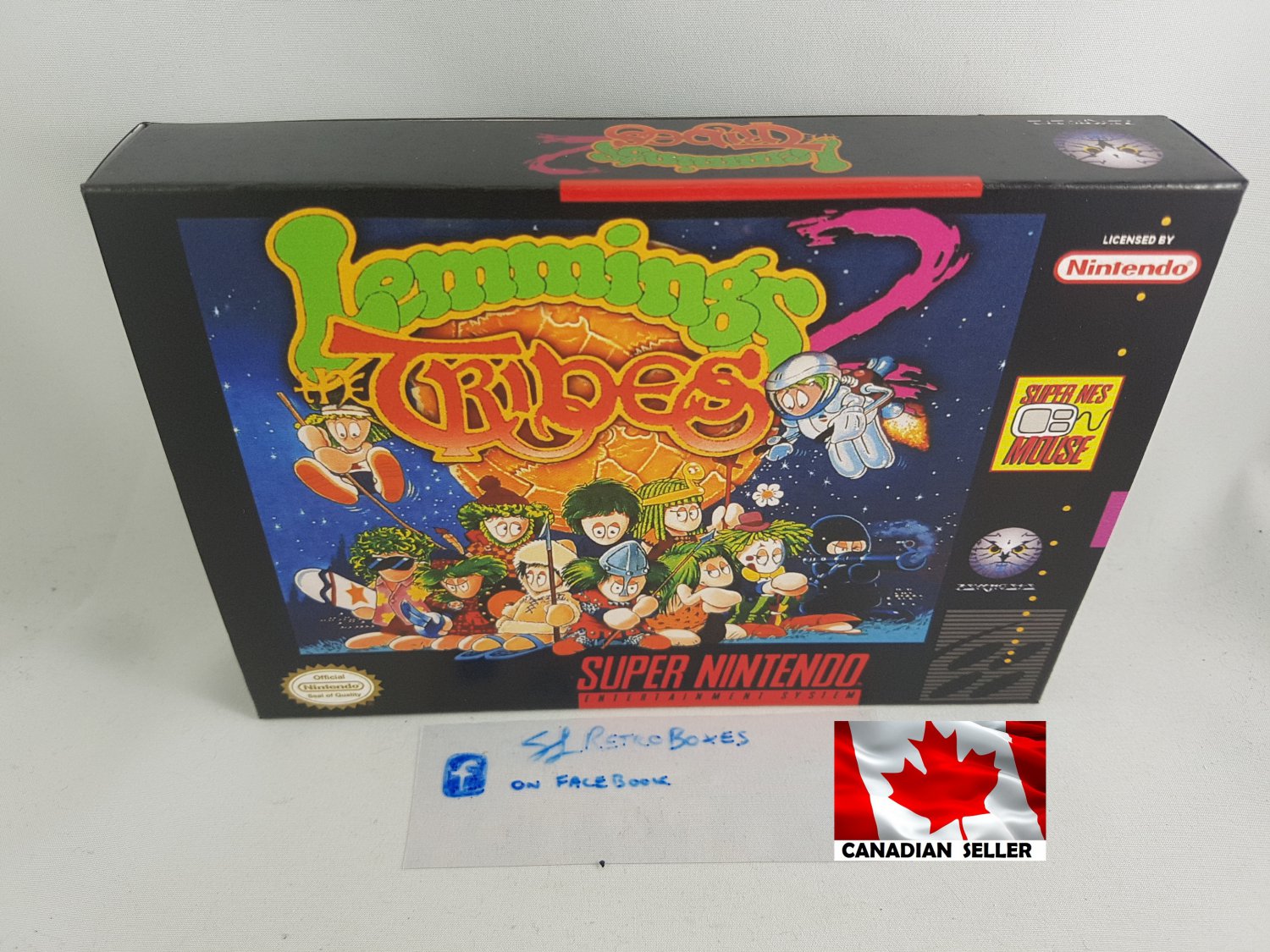 LEMMINGS 2 - SNES, Super Nintendo Custom Replacement Box optional w/ Insert Tray & PVC Protector