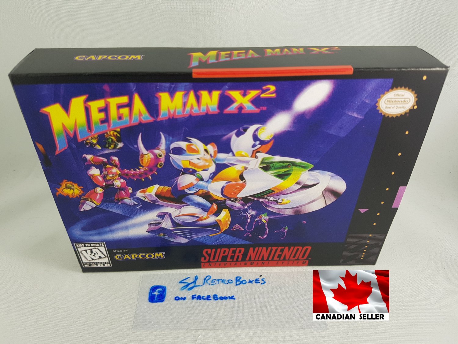 MEGA MAN X2 - SNES, Super Nintendo Custom Replacement Box optional w/ Insert Tray & PVC Protector