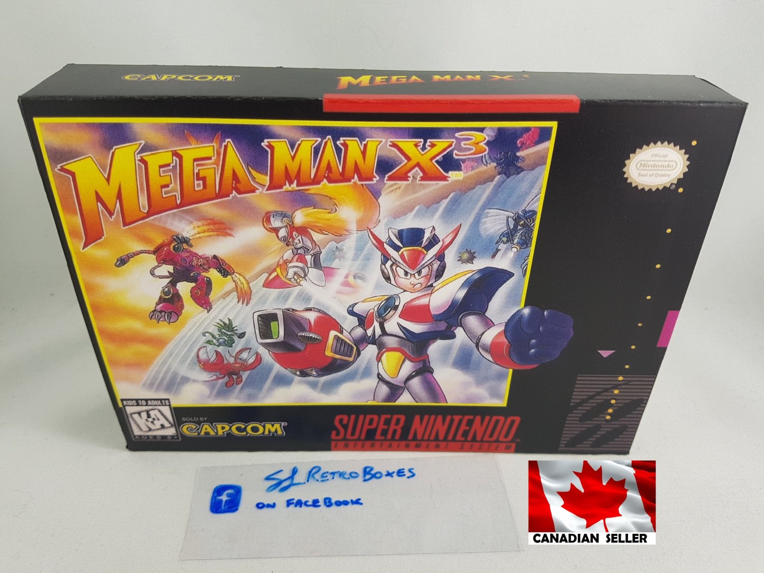 MEGA MAN X3 - SNES, Super Nintendo Custom Replacement Box optional w/ Insert Tray & PVC Protector