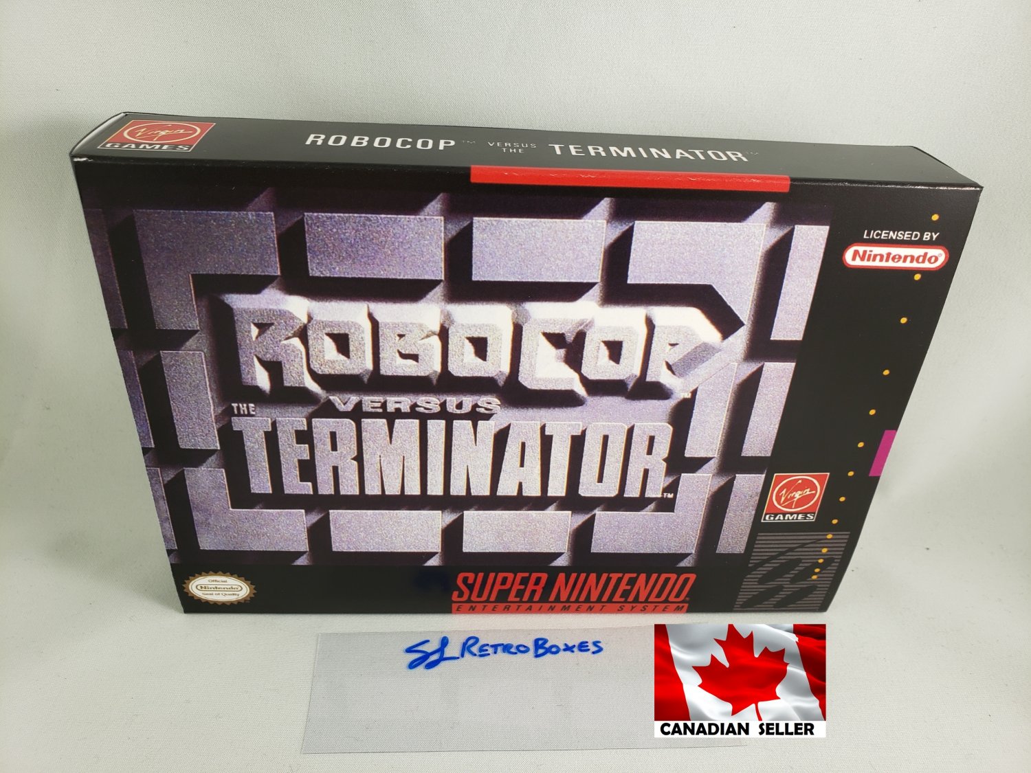 ROBOCOP VS. TERMINATOR - SNES, Super Nintendo Custom Box optional w/ Insert Tray & PVC ProtecT