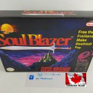 SOUL BLAZER - SNES, Super Nintendo Custom replacement Box optional w/ Insert Tray & PVC ProtecT
