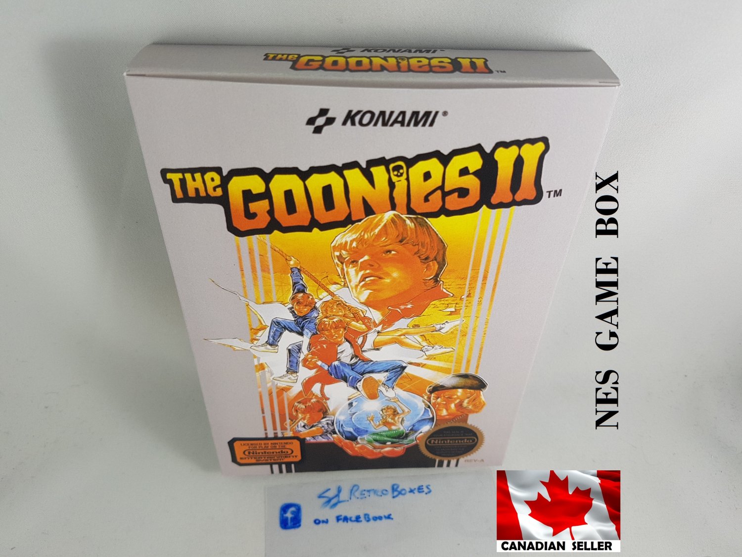 THE GOONIES II (2) - NES, Nintendo Custom replacement BOX optional w/ Dust Cover & PVC Protector
