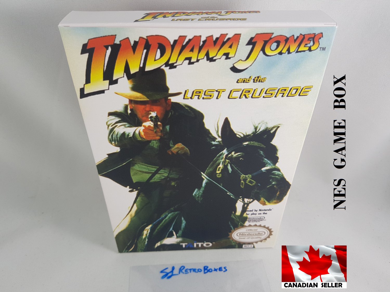 INDIANA JONES THE LAST CRUSADE - NES, Nintendo Custom BOX optional w/ Dust Cover & PVC Protector