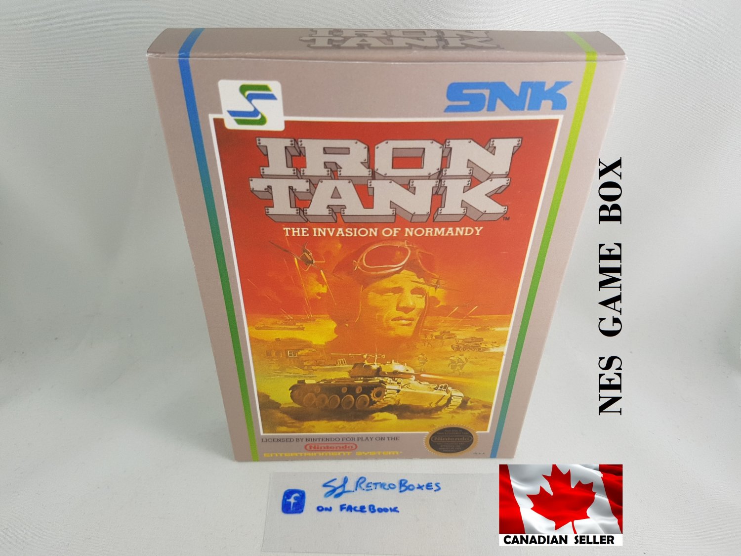 IRON TANK - NES, Nintendo Custom replacement BOX optional w/ Dust Cover & PVC Protector