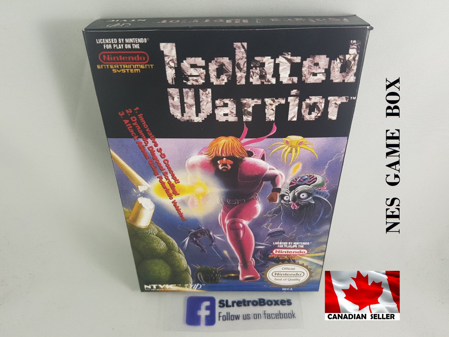 ISOLATED WARRIOR - NES, Nintendo Custom replacement BOX optional w/ Dust Cover & PVC Protector