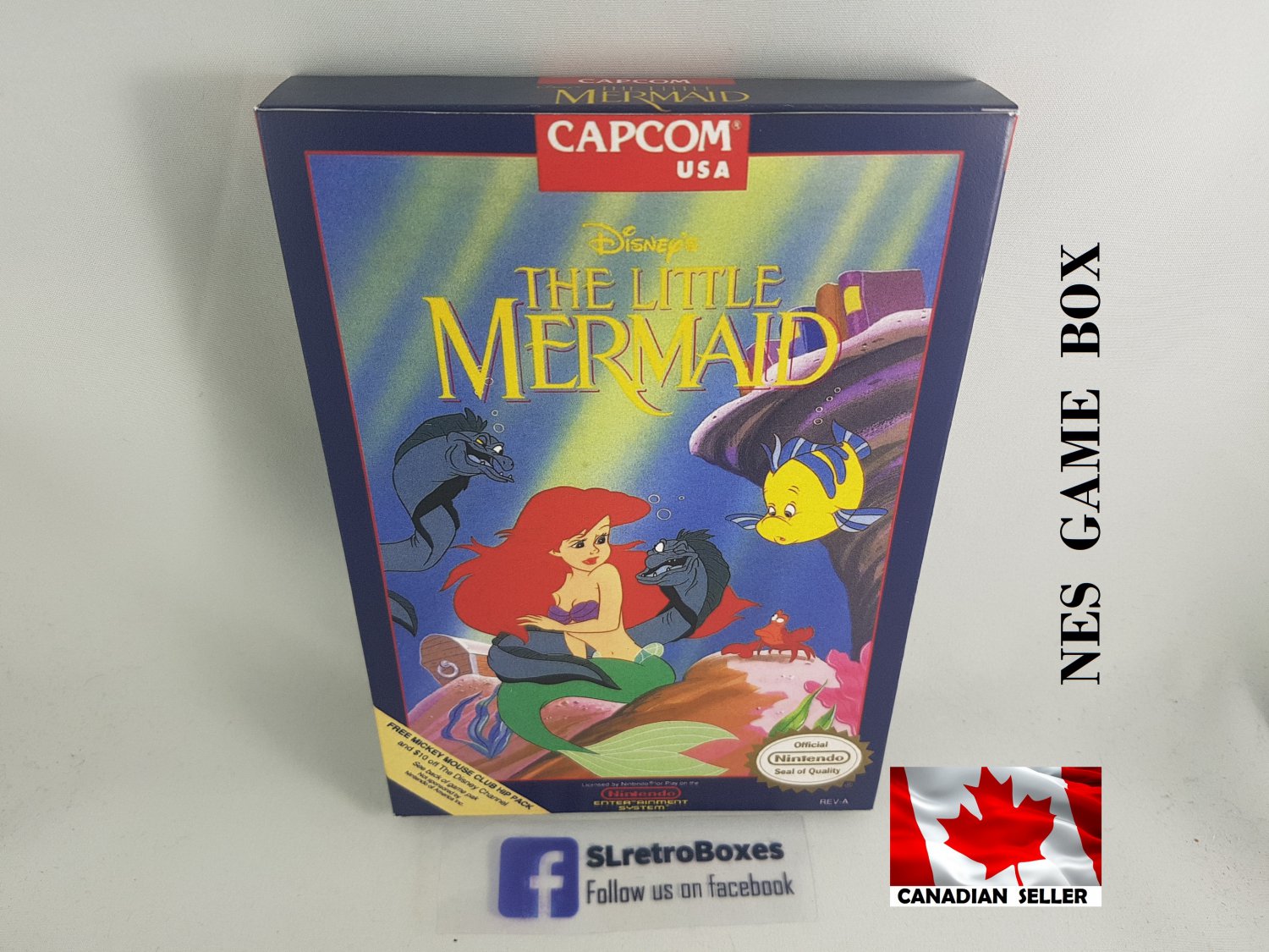 THE LITTLE MERMAID - NES, Nintendo Custom replacement BOX optional w/ Dust Cover & PVC Protector