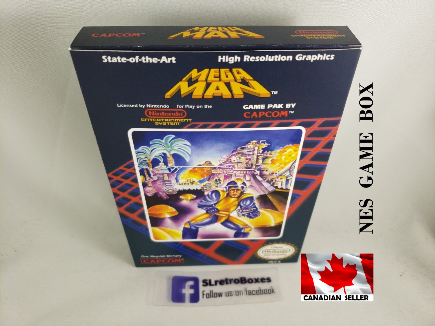 MEGA MAN - NES, Nintendo Custom replacement BOX optional w/ Dust Cover & PVC Protector