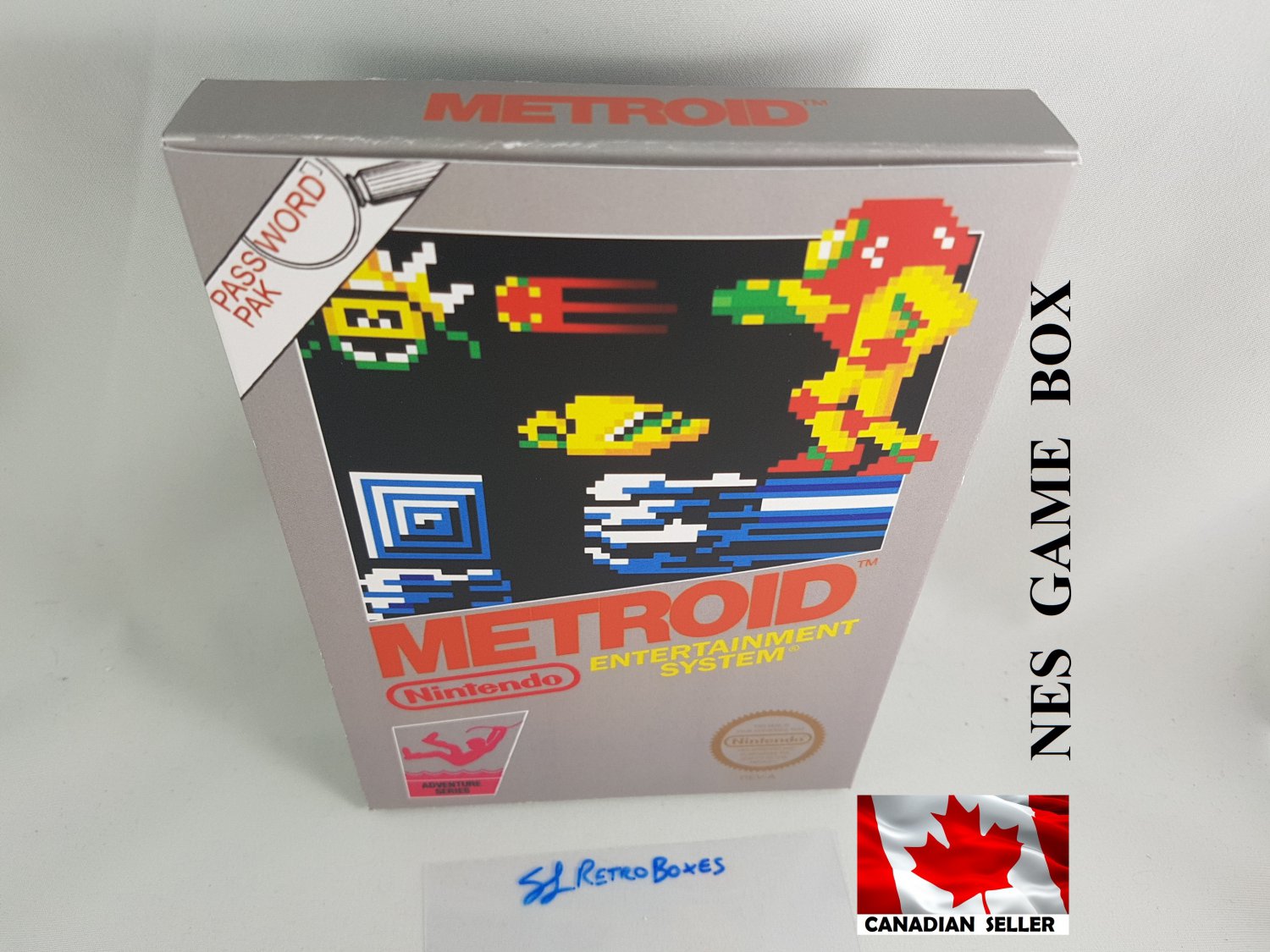 METROID (GREY BOX) - NES, Nintendo Custom replacement BOX optional w/ Dust Cover & PVC Protector