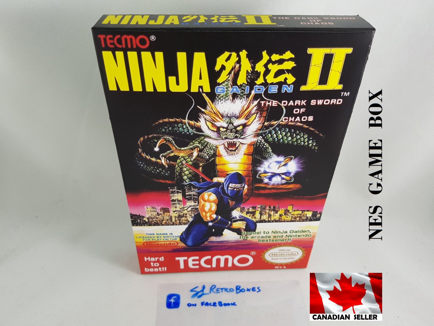 NINJA GAIDEN II DARK SWORD OF CHAOS - NES, Nintendo Custom BOX optional w/ Dust Cover & PVC Protect