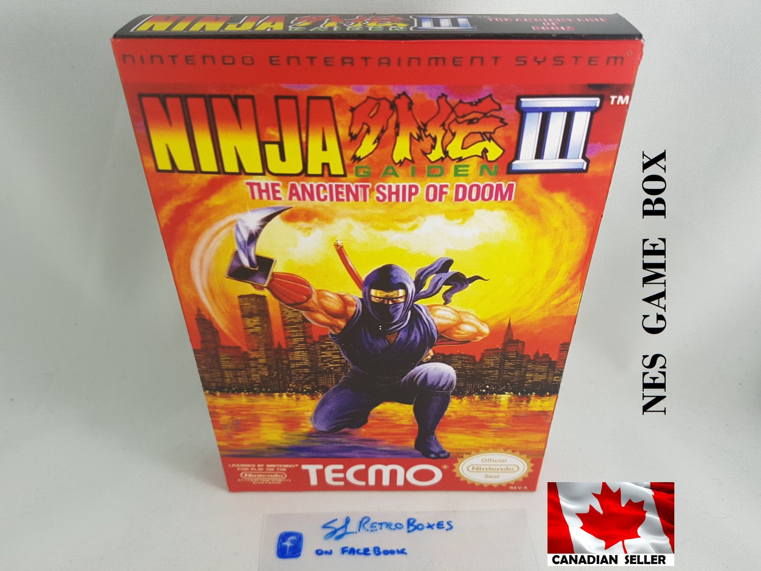 NINJA GAIDEN III ANCIENT SHIP OF DOOM - NES, Nintendo Custom BOX optional w/ Dust Cover & PVC Prot