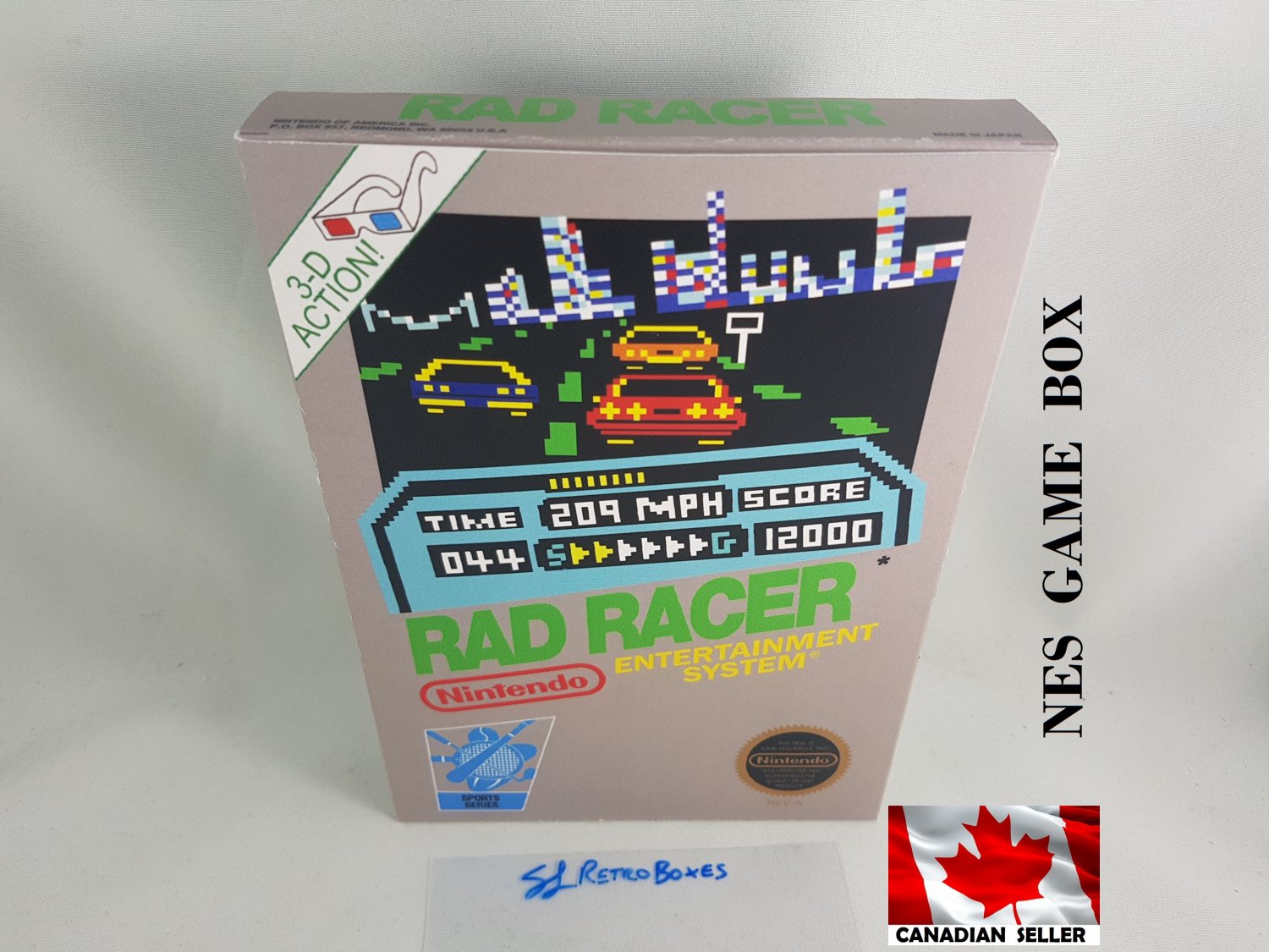 RAD RACER - NES, Nintendo Custom replacement BOX optional w/ Dust Cover & PVC Protector