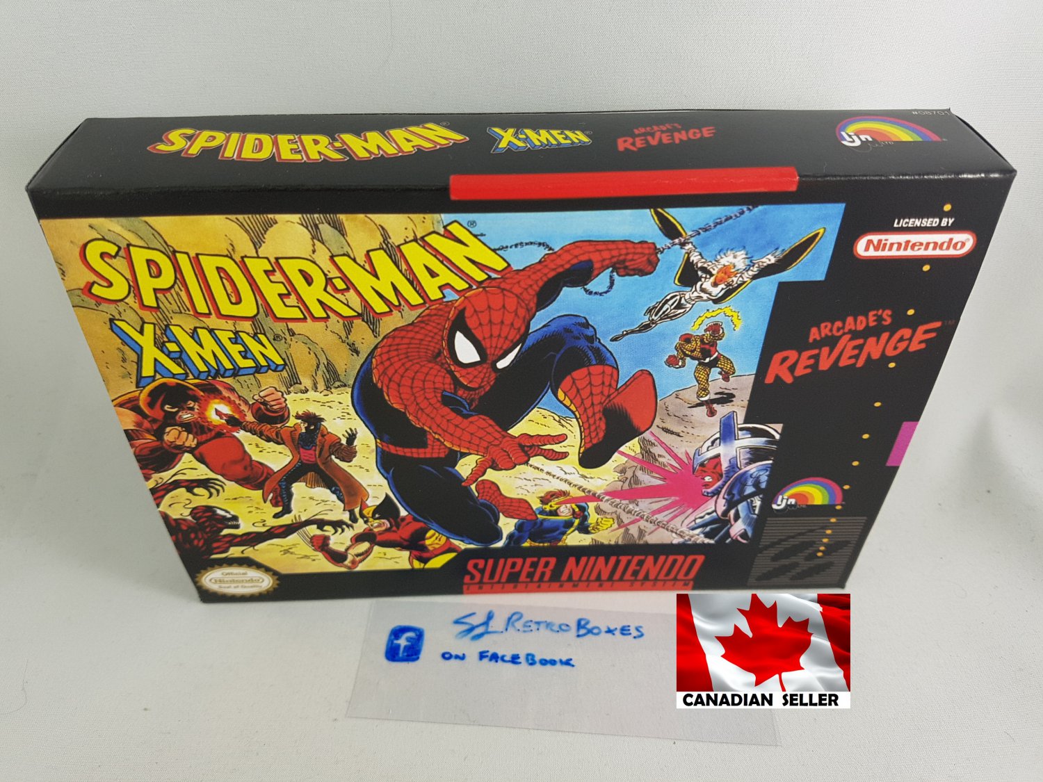 SPIDER-MAN X-MEN ARCADE'S REVENGE - SNES, Super Nintendo Custom Box w/ Insert Tray & PVC ProtecT
