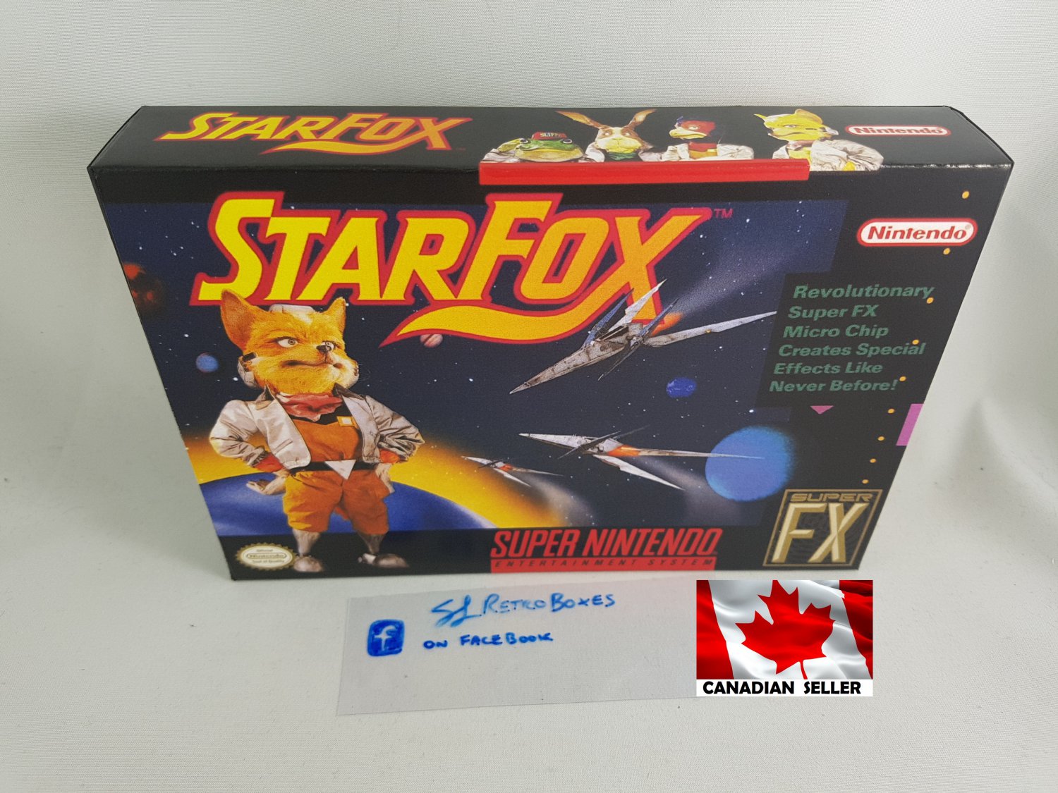STAR FOX - SNES, Super Nintendo Custom replacement Box optional w/ Insert Tray & PVC Protector