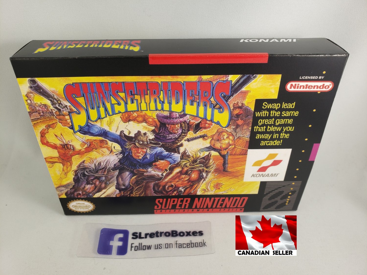 SUNSET RIDERS - SNES, Super Nintendo Custom replacement Box optional w/ Insert Tray & PVC Protector