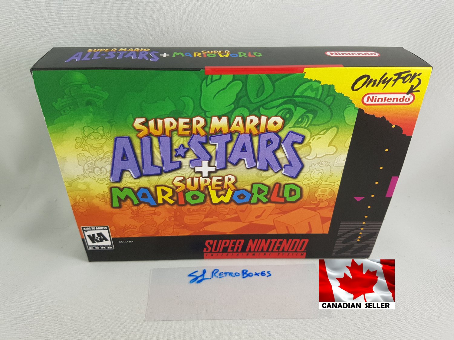 SUPER MARIO ALL-STARS & SUPER MARIO WORLD - SNES Custom Box w/ Insert Tray & PVC