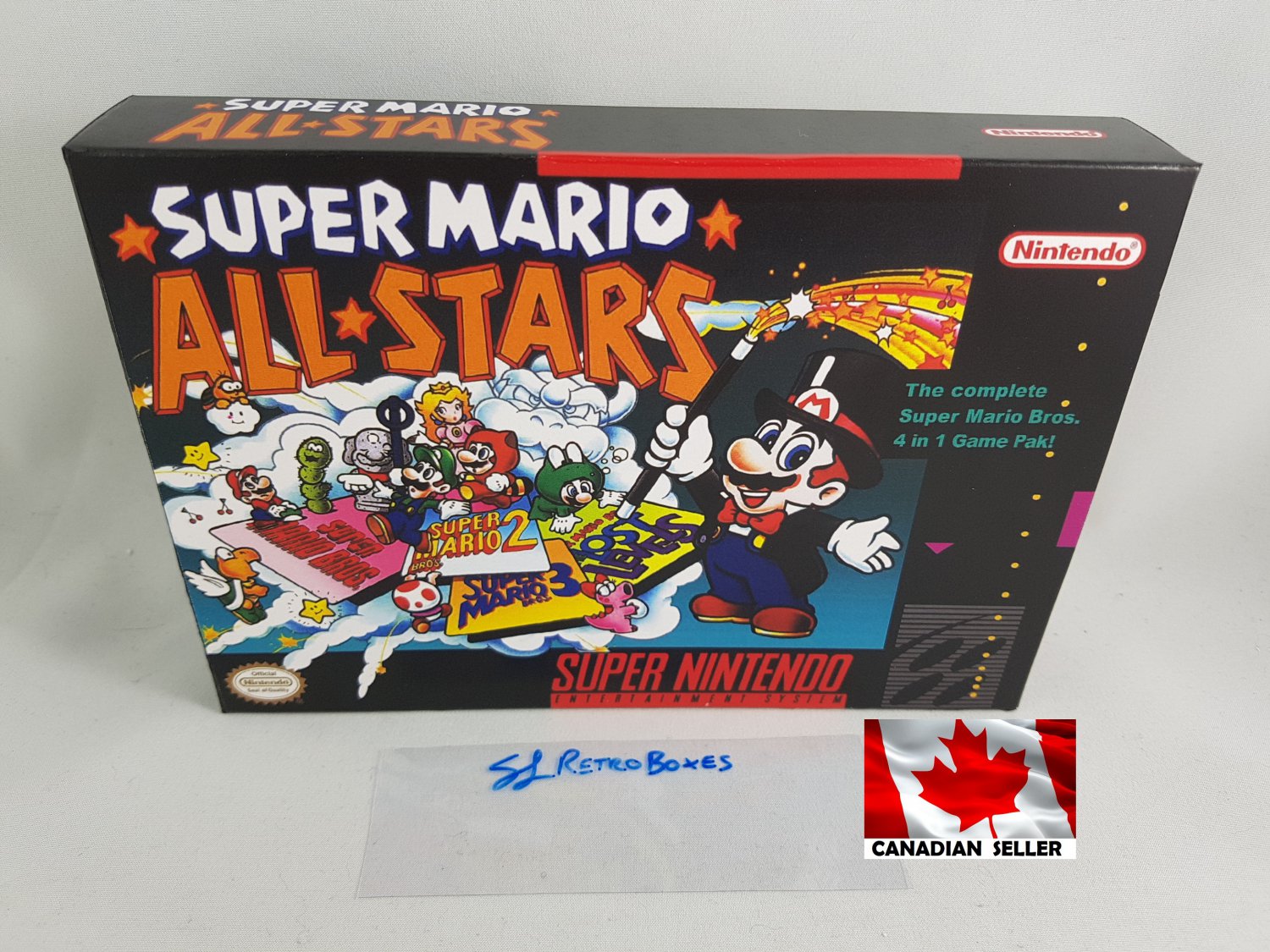 SUPER MARIO ALL-STARS - SNES, Super Nintendo Custom Box optional w/ Insert Tray & PVC Protector
