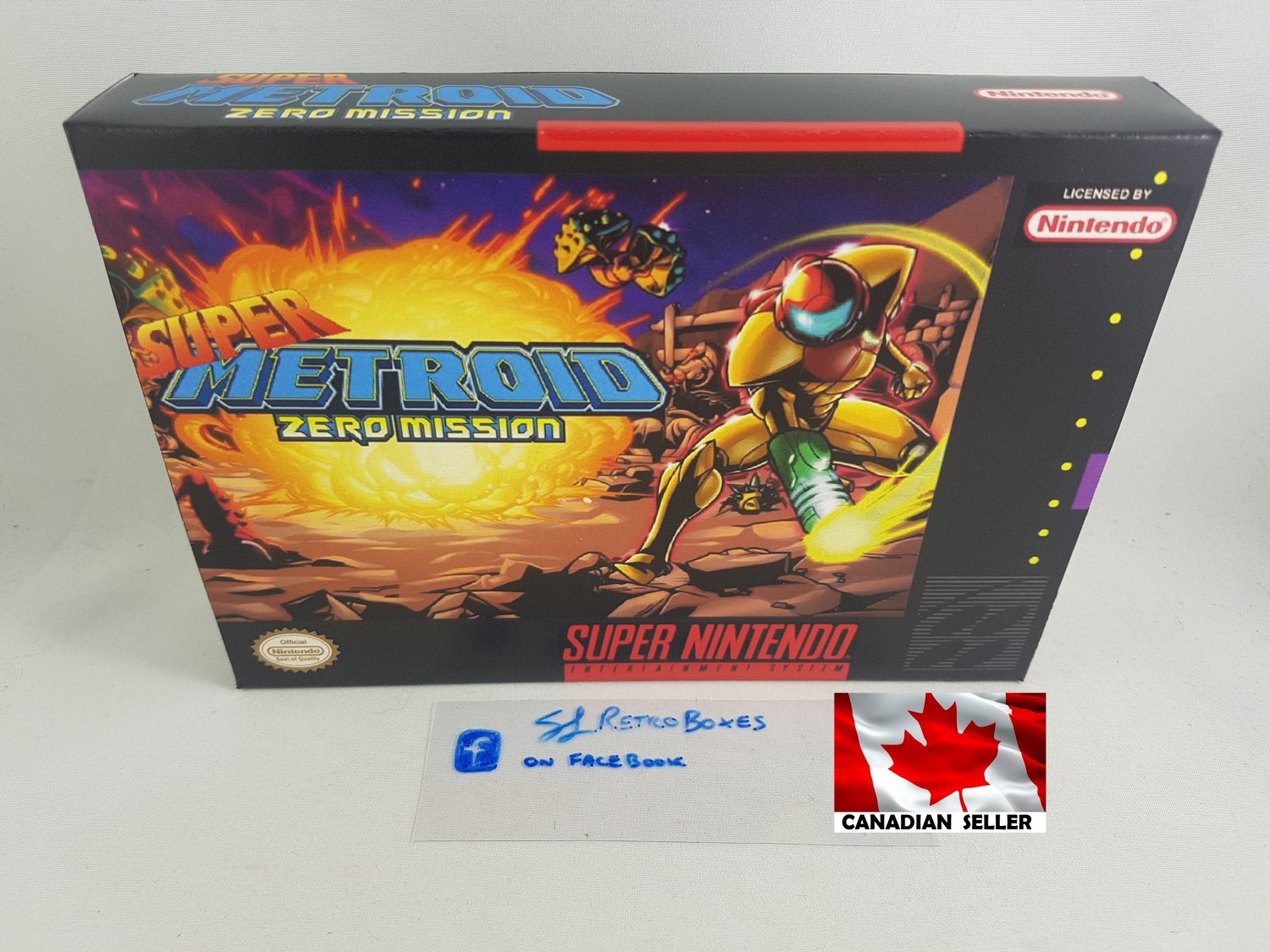 SUPER METROID ZERO MISSION - SNES, Super Nintendo Custom Box optional w/ Insert Tray & PVC Protector