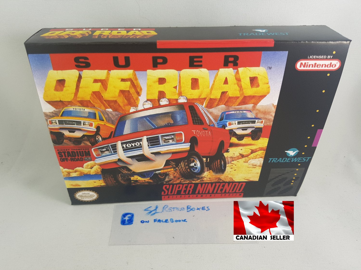 SUPER OFF ROAD - SNES, Super Nintendo Custom replica Box optional w/ Insert Tray & PVC Protector