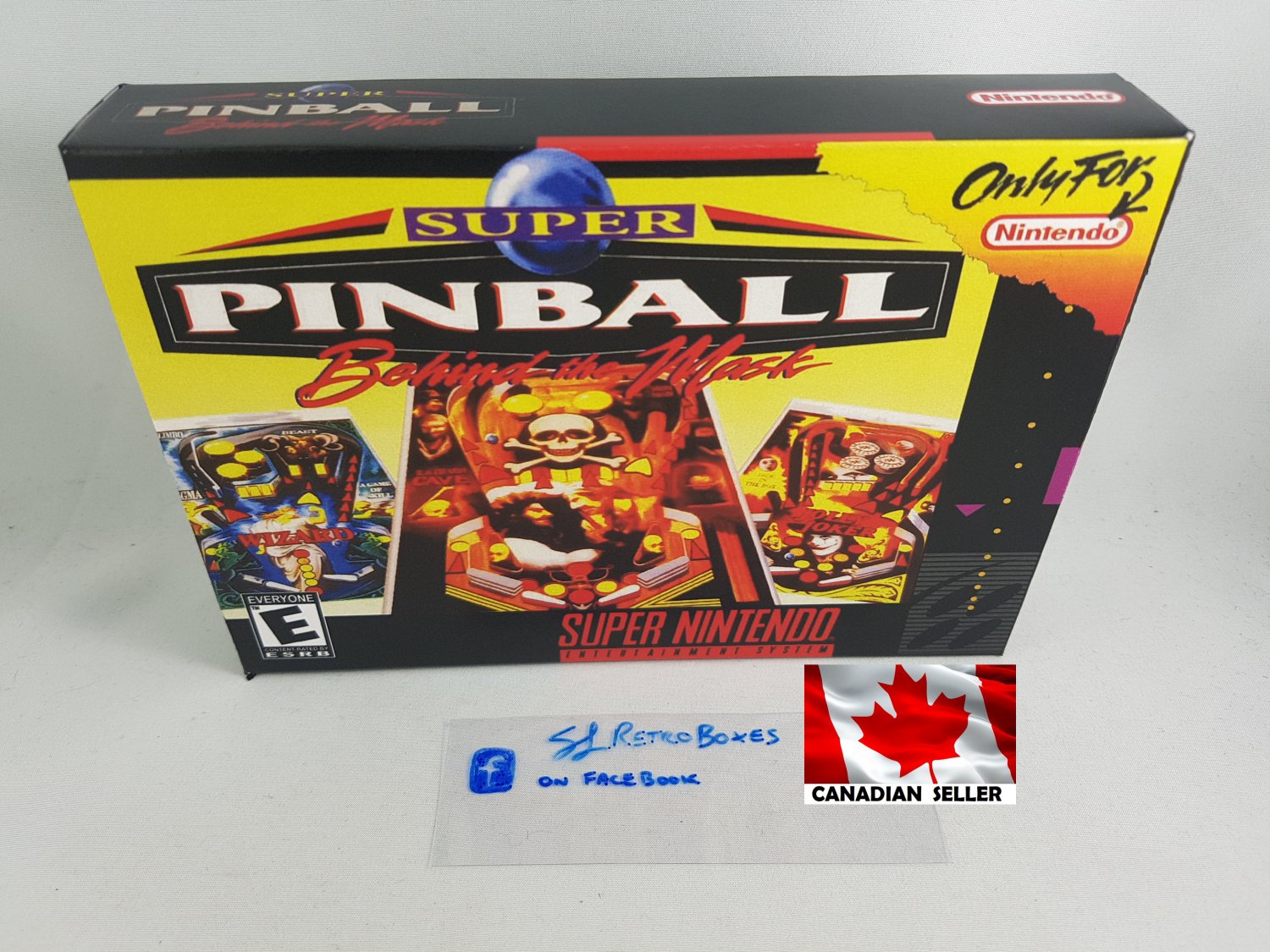 SUPER PINBALL BEHIND THE MASK - SNES, Super Nintendo Custom Box w/ Insert Tray & PVC Protector