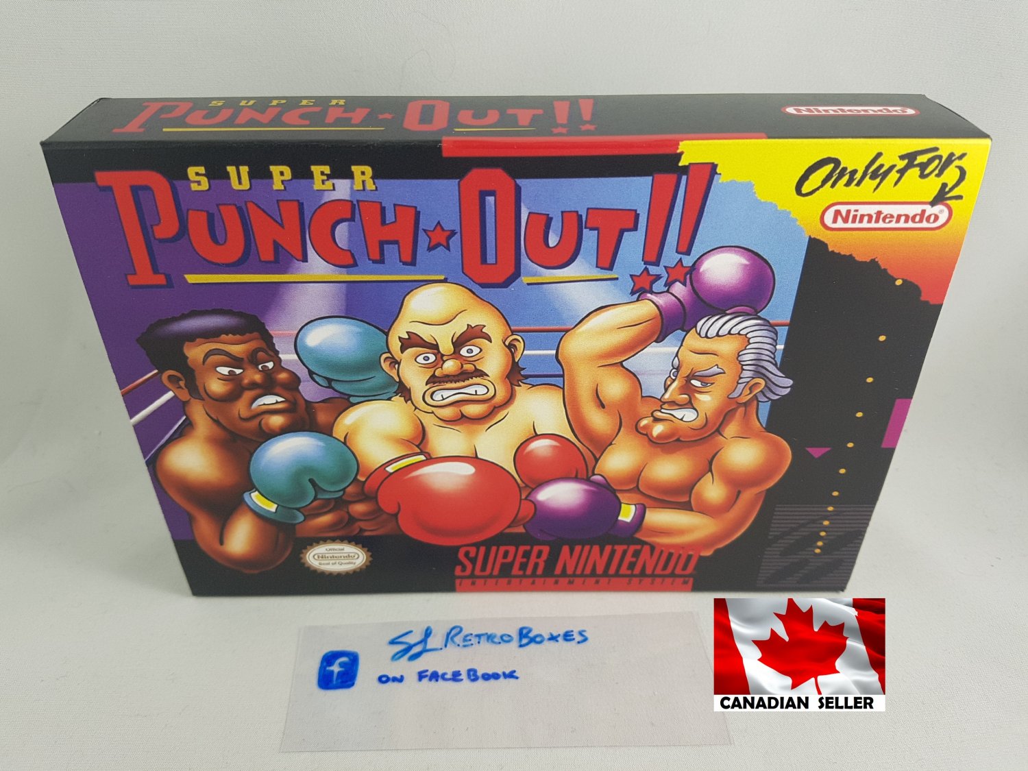 SUPER PUNCH OUT! - SNES, Super Nintendo Custom replica Box optional w/ Insert Tray & PVC Protector
