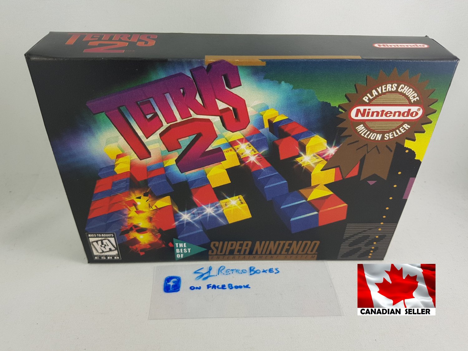 TETRIS 2 - SNES, Super Nintendo Custom replacement Box optional w/ Insert Tray & PVC Protector