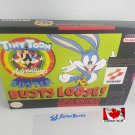TINY TOON ADVENTURES BUSTER BUSTS LOOSE - SNES, Super Nintendo Custom Box w/ Insert Tray & PVC