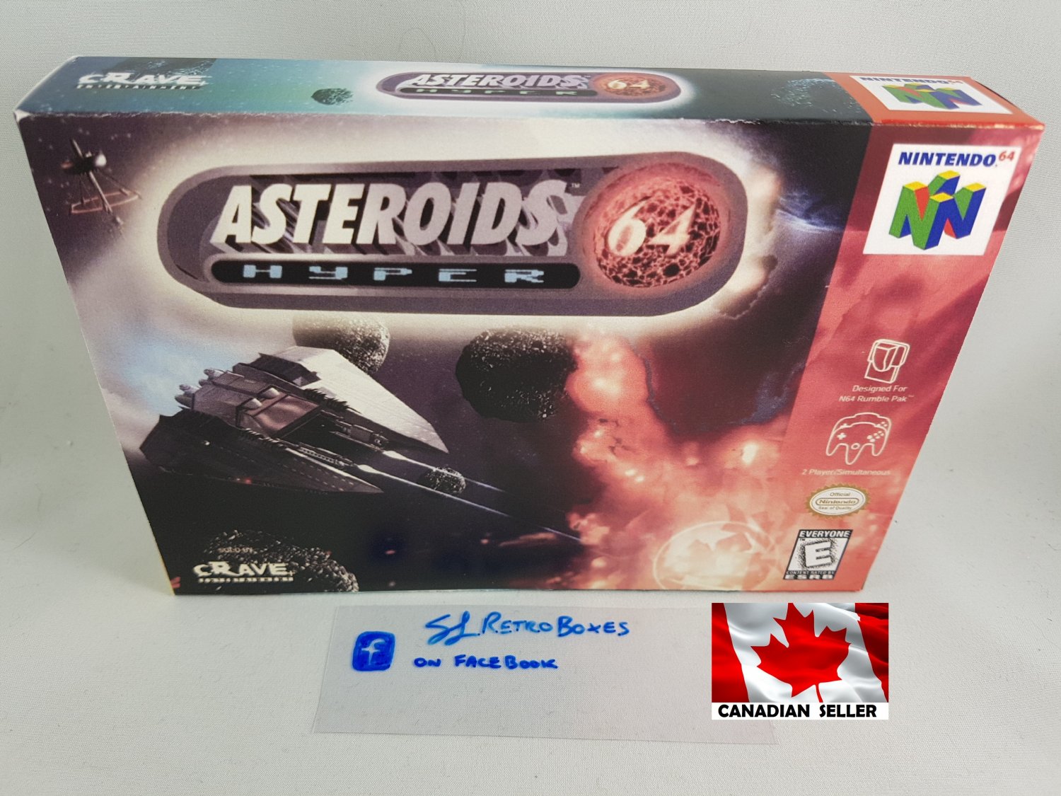 ASTEROIDS HYPER 64 - N64, Nintendo64 Custom replacement Box with Insert Tray & PVC Protector