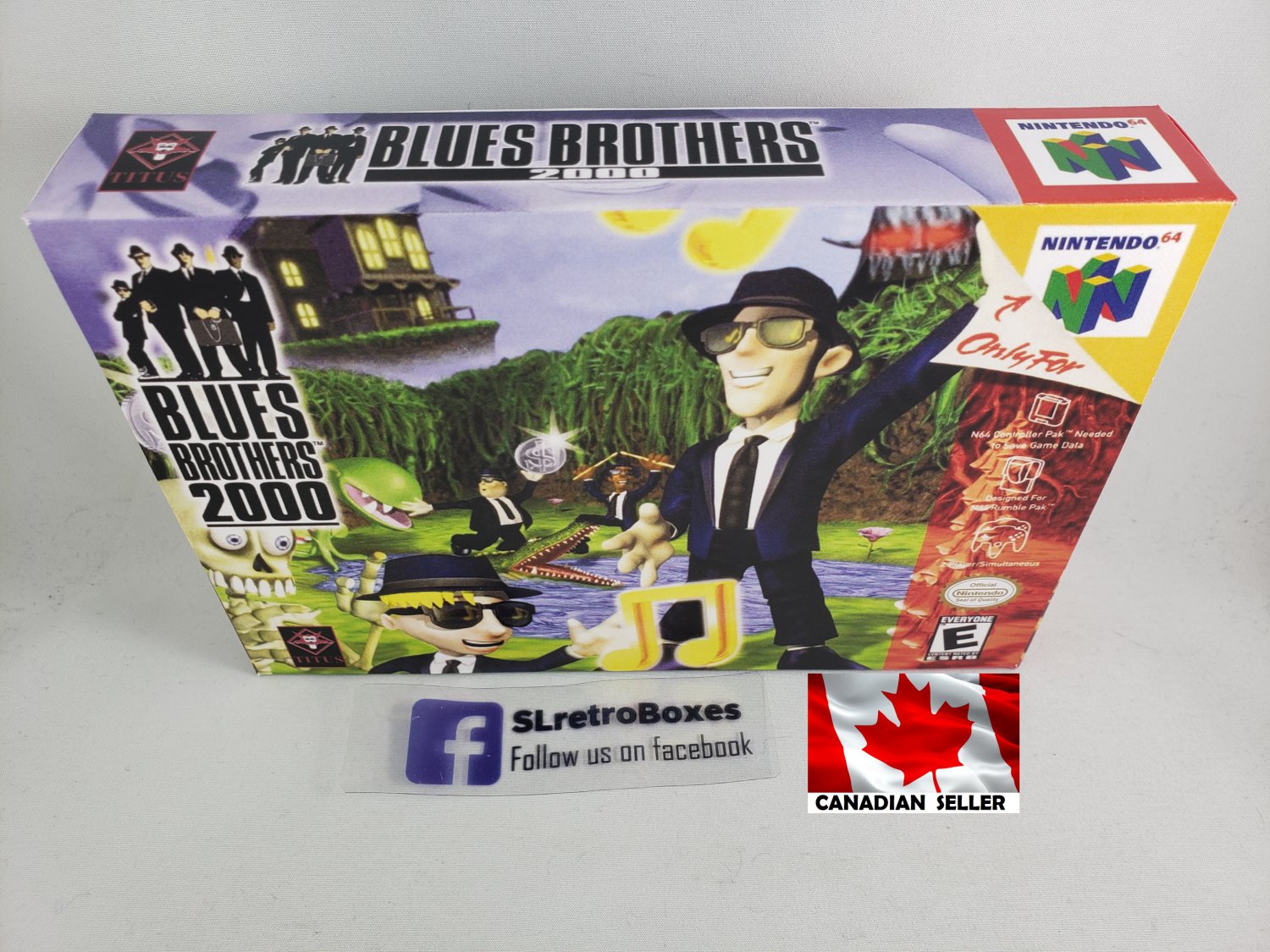 BLUES BROTHER 2000 - N64, Nintendo64 Custom replacement Box optional w/ Insert Tray & PVC Protector
