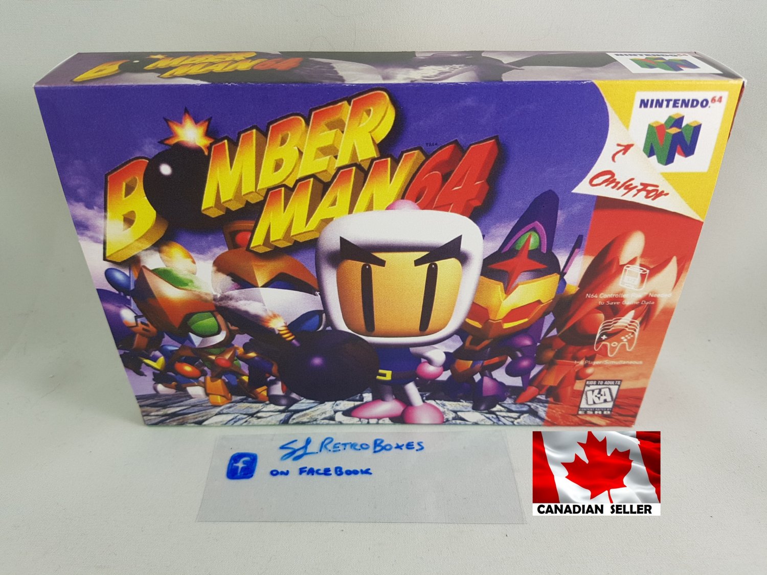 BOMBER MAN HERO - N64, Nintendo64 Custom replacement Box optional w/ Insert Tray & PVC Protector