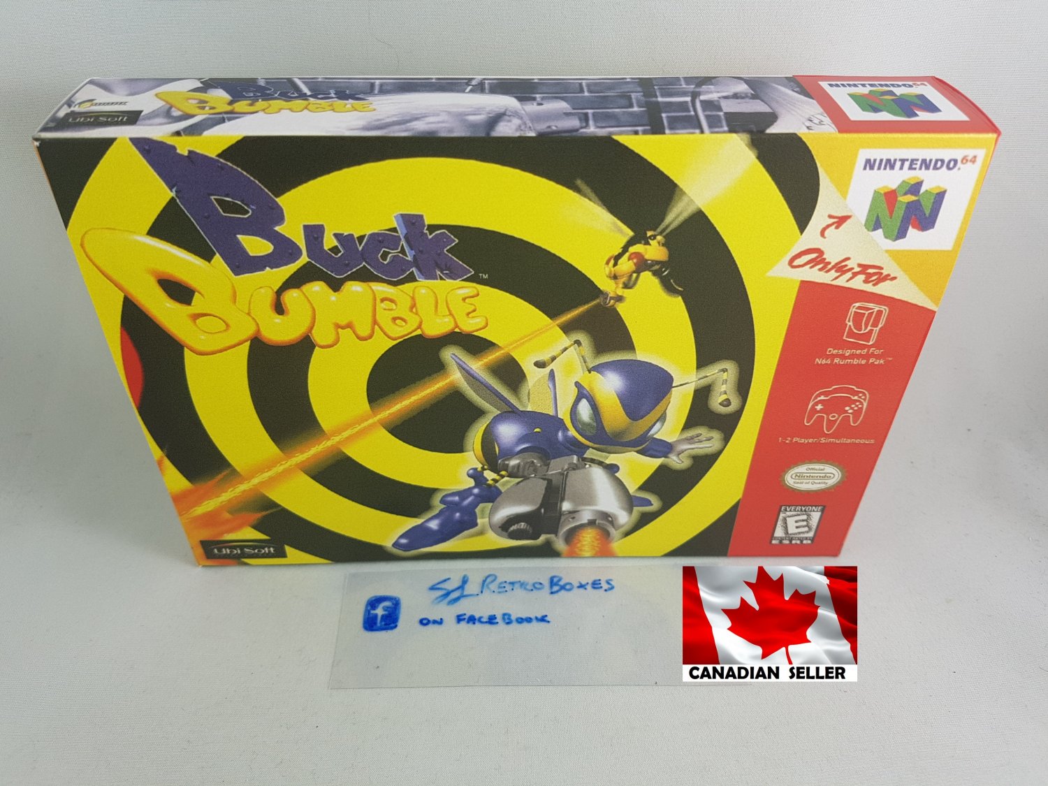 BUCK BUMBLE - N64, Nintendo64 Custom replacement Box optional w/ Insert Tray & PVC Protector