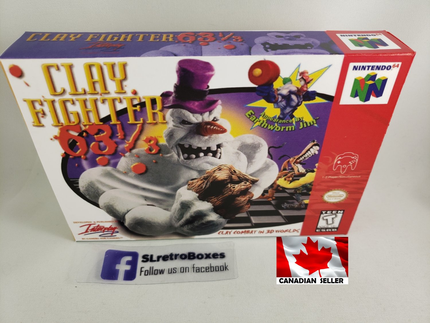 CLAYFIGHTER 63 1/3 - N64, Nintendo64 Custom replacement Box optional w/ Insert Tray & PVC Protector