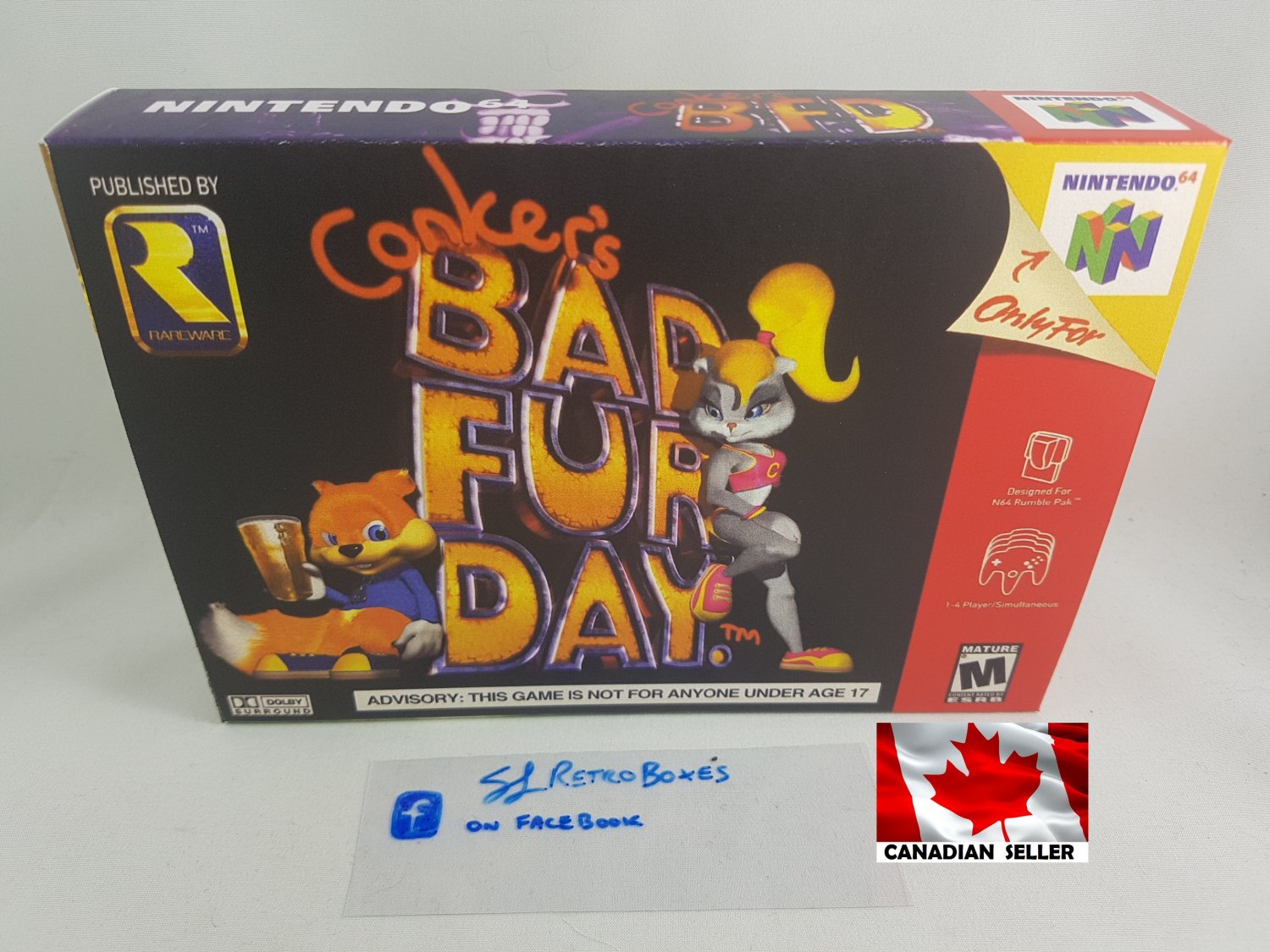 CONKER'S BAD FUR DAY - N64, Nintendo64 Custom replica Box optional w/ Insert Tray & PVC Protector