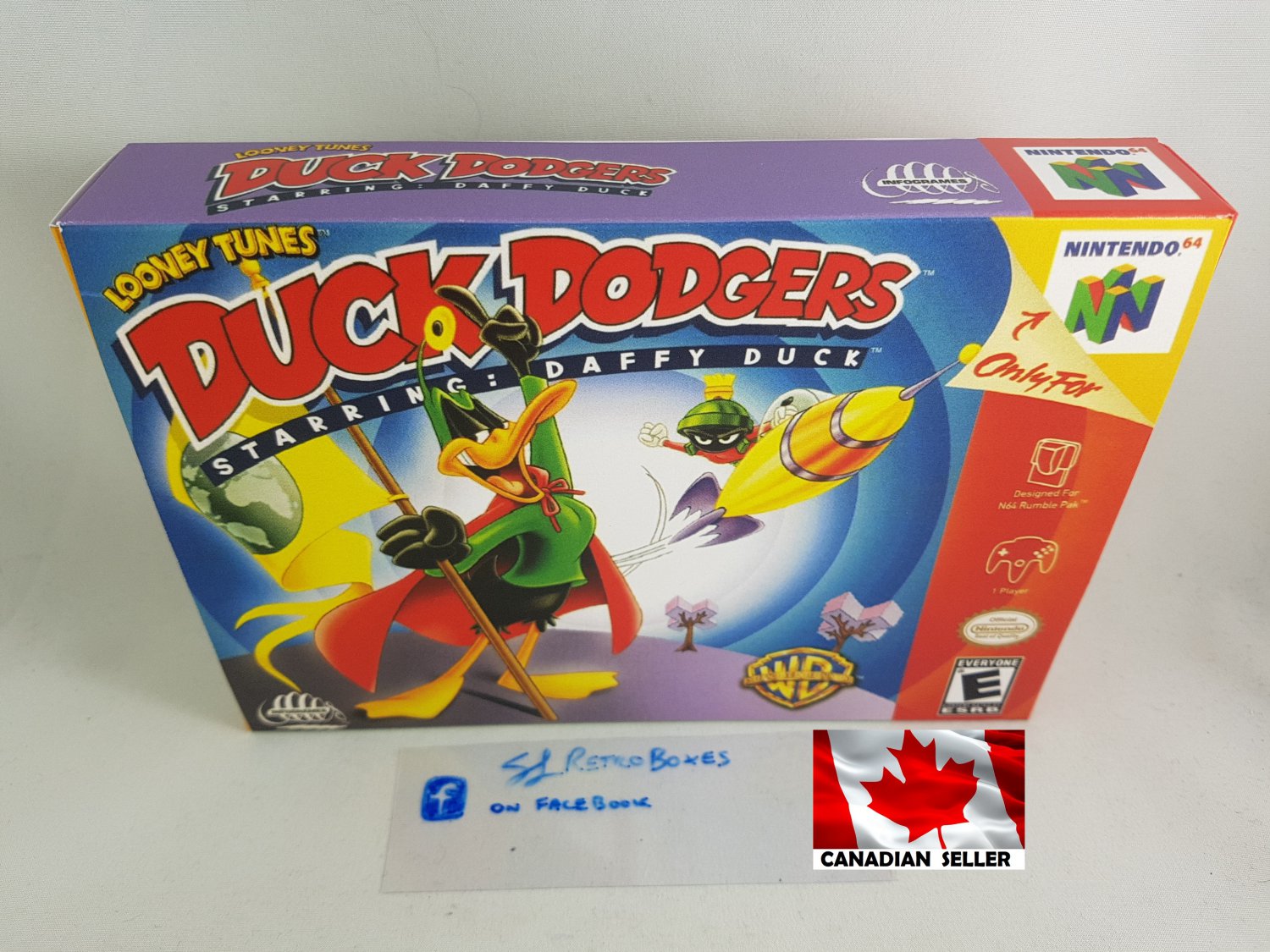 DUCK DODGERS - N64, Nintendo64 Custom replacement Box optional w/ Insert Tray & PVC Protector