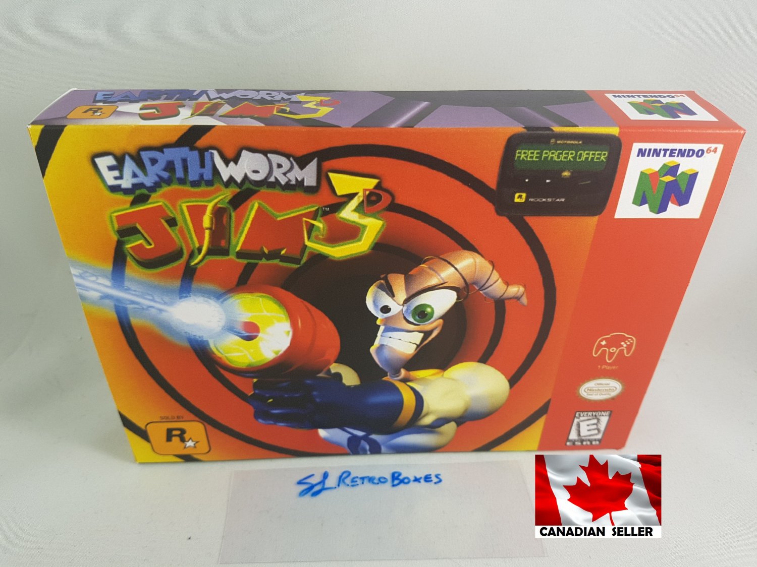 EARTHWORM JIM 3D - N64, Nintendo64 Custom replacement Box optional w/ Insert Tray & PVC Protector