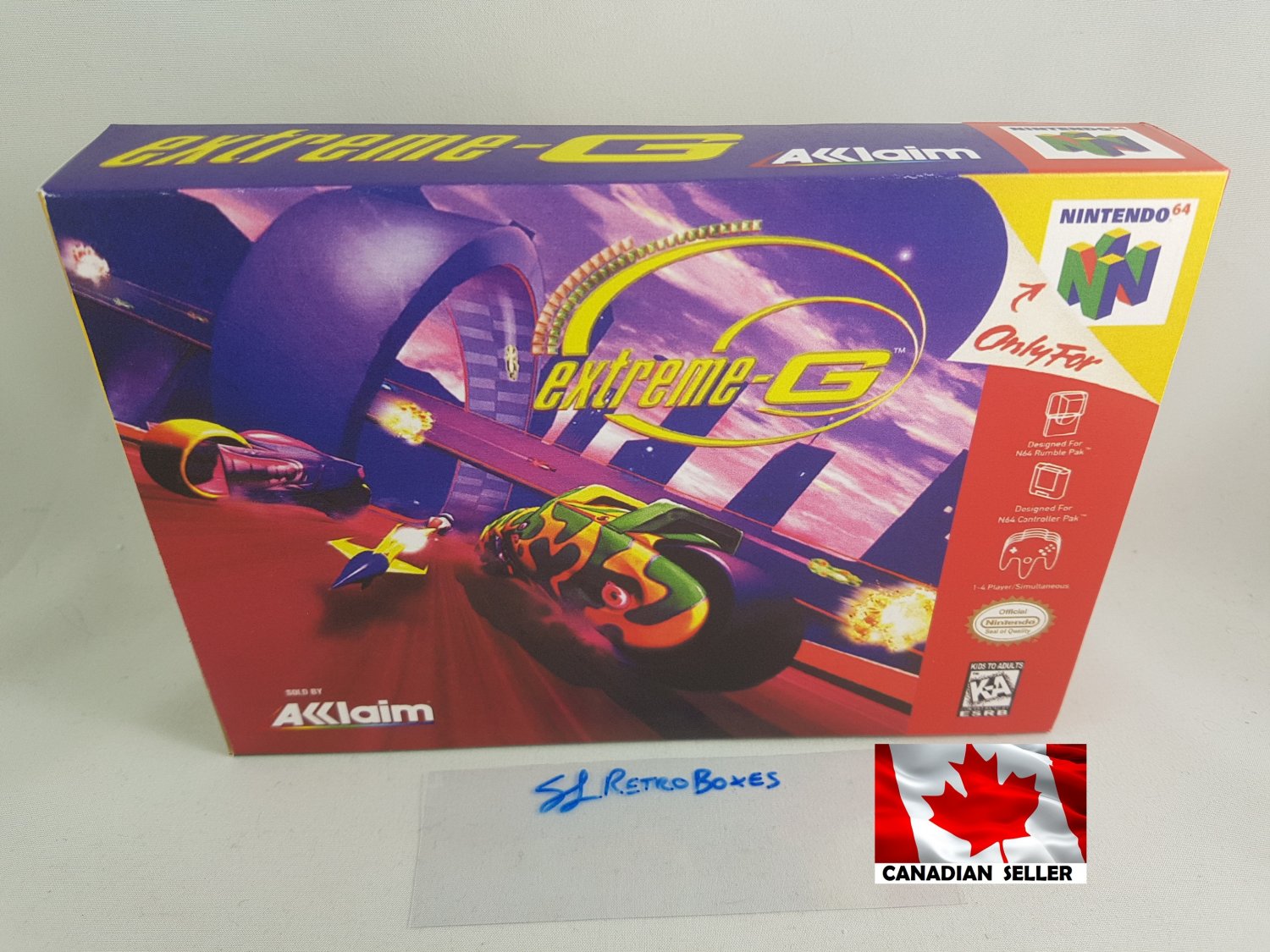 EXTREME G RACING - N64, Nintendo64 Custom replacement Box optional w/ Insert Tray & PVC Protector