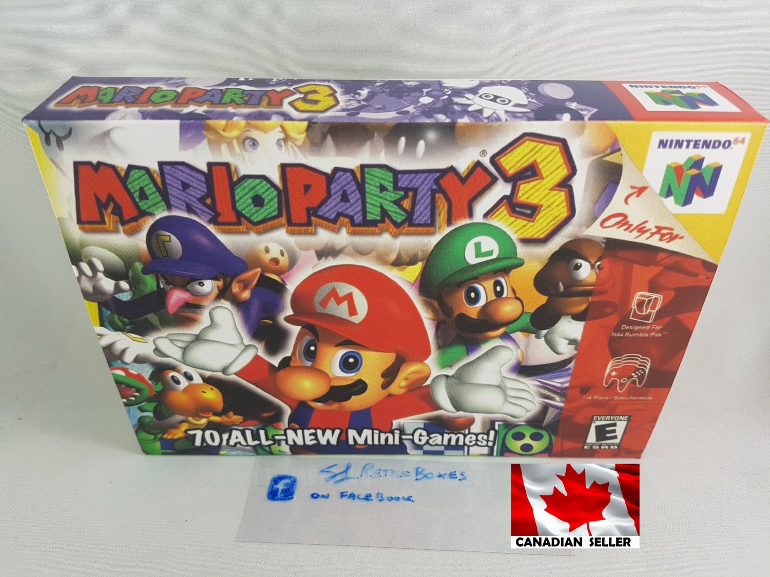 MARIO PARTY 3 - N64, Nintendo64 Custom replacement Box optional w/ Insert Tray & PVC Protector