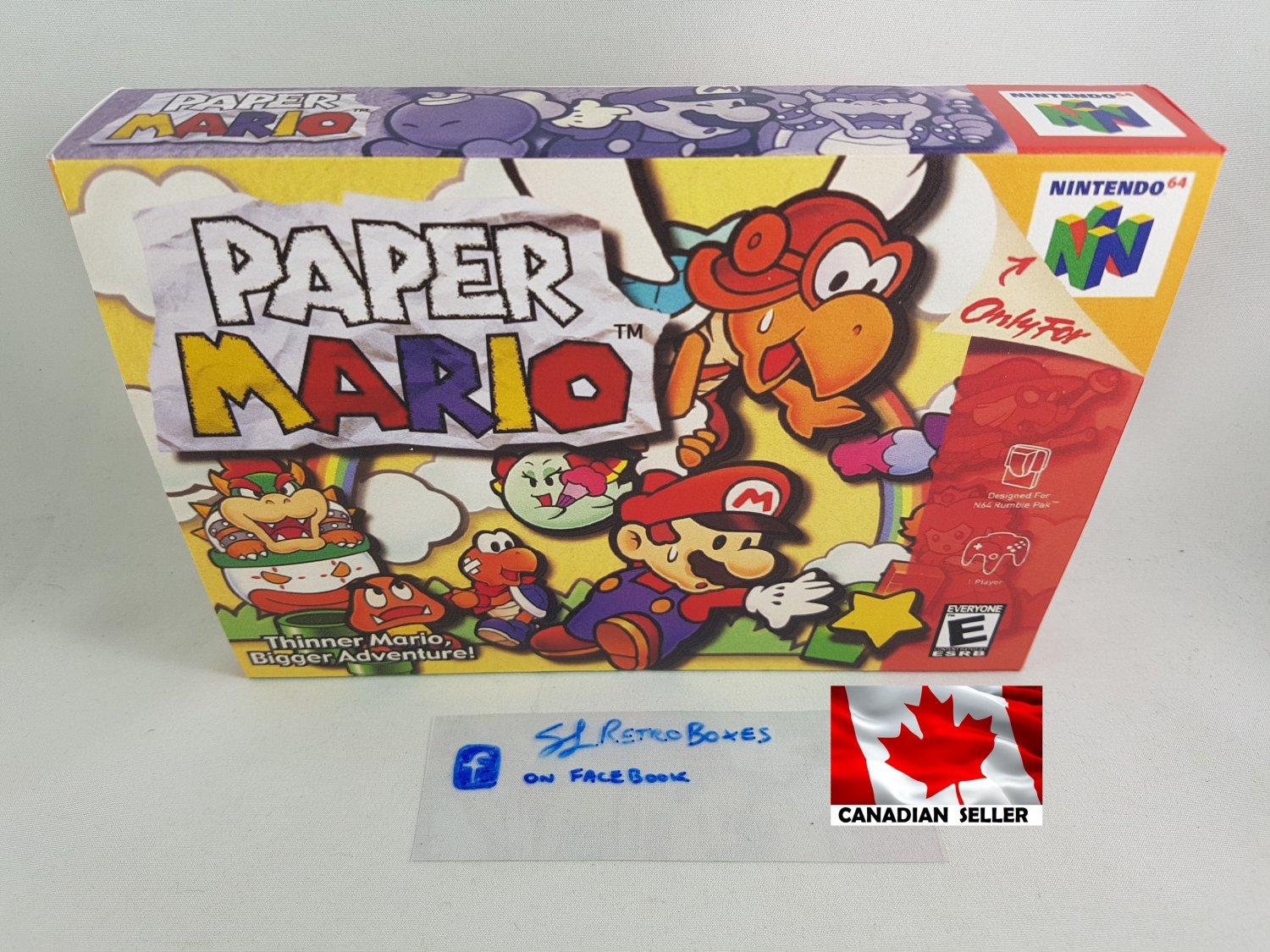 PAPER MARIO - N64, Nintendo64 Custom replacement Box optional w/ Insert Tray & PVC Protector