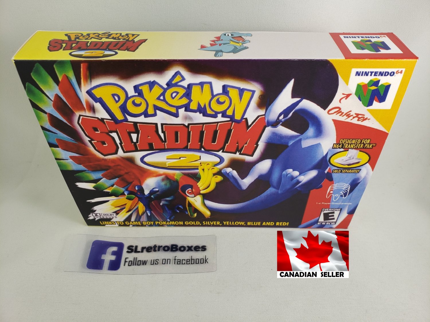 POKEMON STADIUM 2 G&S- N64, Nintendo64 Custom replica Box optional w/ Insert Tray & PVC Protector