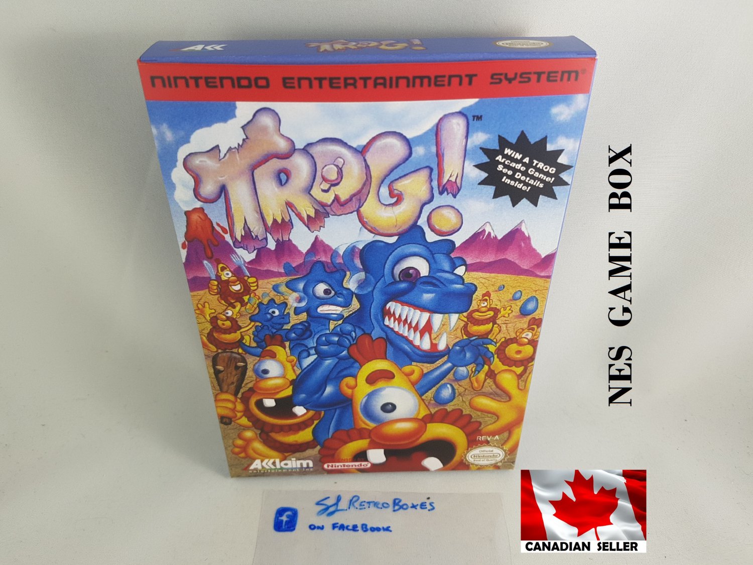 TROG! - NES, Nintendo Custom replacement BOX optional w/ Dust Cover & PVC Protector