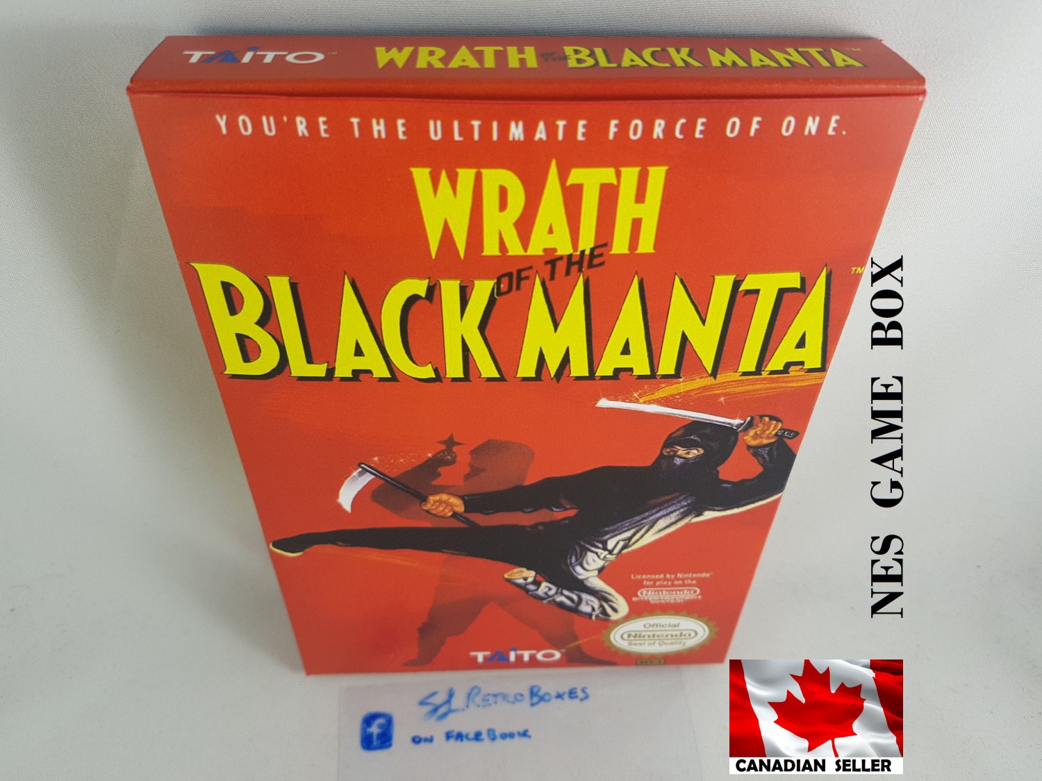 WRATH OF THE BLACK MANTA - NES, Nintendo Custom replica BOX optional w/ Dust Cover & PVC Protector