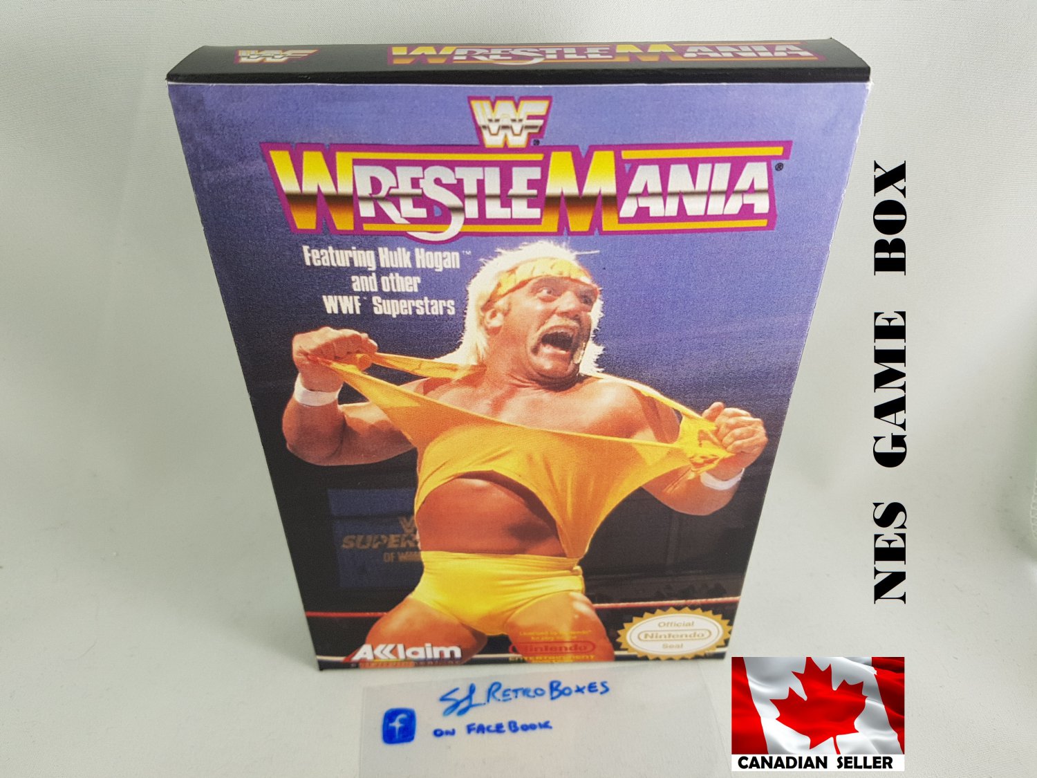 WWF WRESTLEMANIA - NES, Nintendo Custom replacement BOX optional w/ Dust Cover & PVC Protector