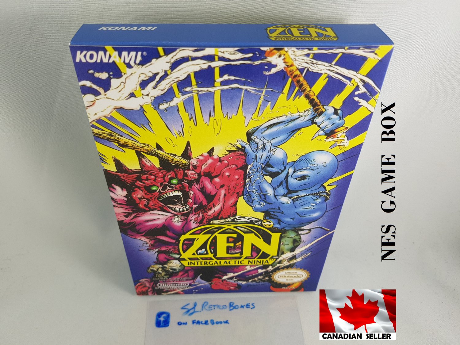 ZEN INTERGALACTIC NINJA - NES, Nintendo Custom replica BOX optional w/ Dust Cover & PVC Protector