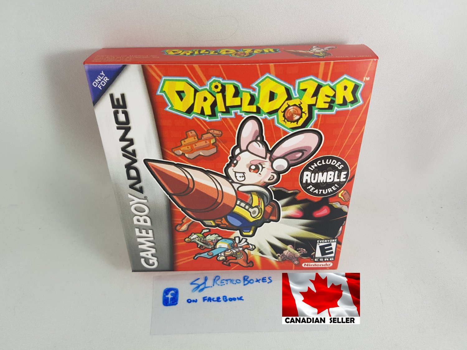 DRILL DOZER - Nintendo GBA Custom Replacement Box optional w/ Insert Tray & PVC Protector