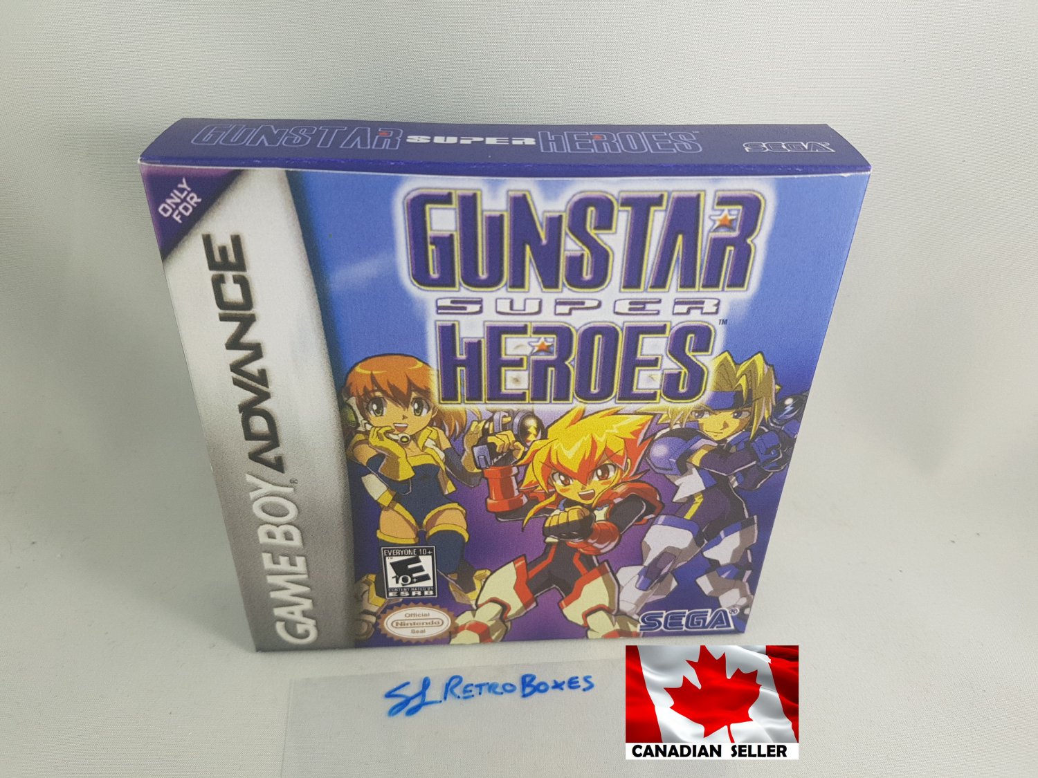 GUNSTAR HEROES - Nintendo GBA Custom Replacement Box optional w/ Insert Tray & PVC Protector