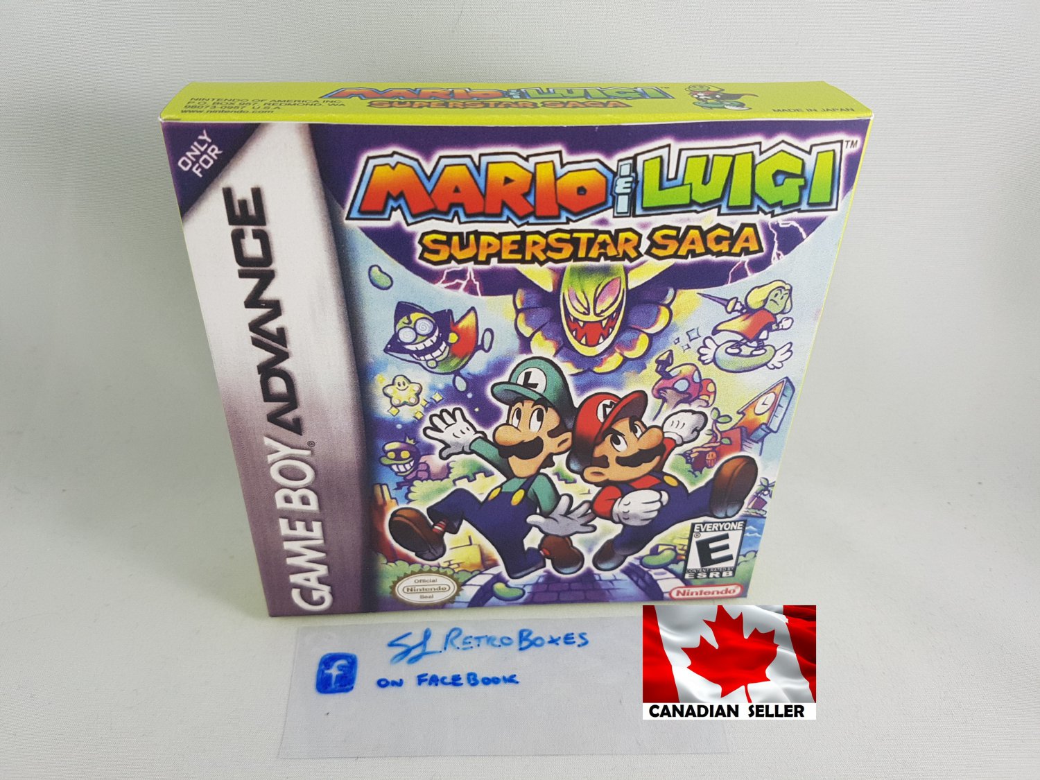 MARIO & LUIGI SUPERSTAR SAGA - Nintendo GBA Custom Box optional w/ Insert Tray & PVC Protector