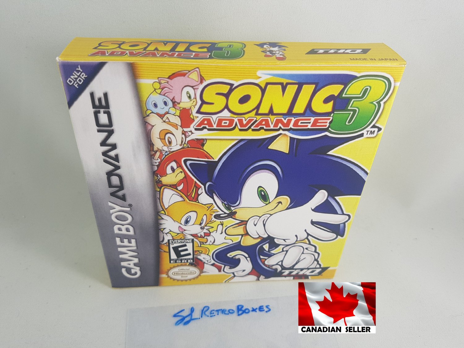 S0NIC ADVANCE 3 - Nintendo GBA Custom Replacement Box optional w/ Insert Tray & PVC Protector
