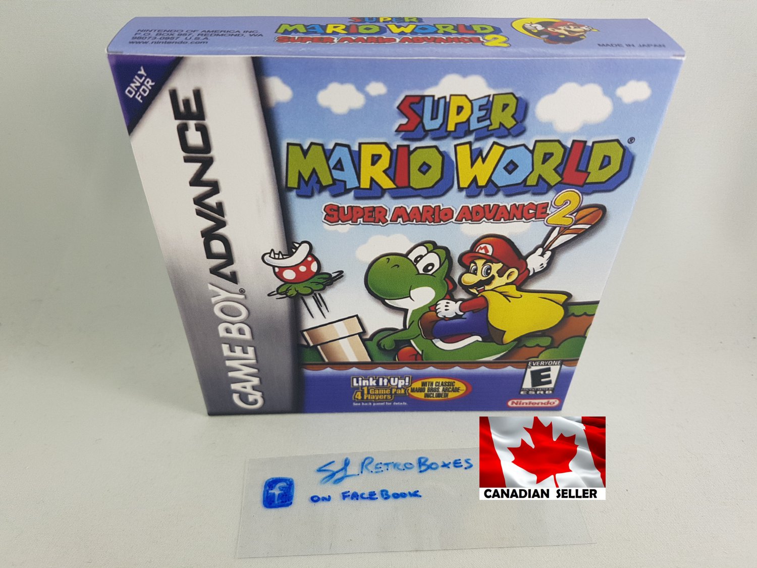 SUPER MARIO ADVANCE 2 SUPER MARIO WORLD - Nintendo GBA Custom Box w/ Insert Tray & PVC Protector