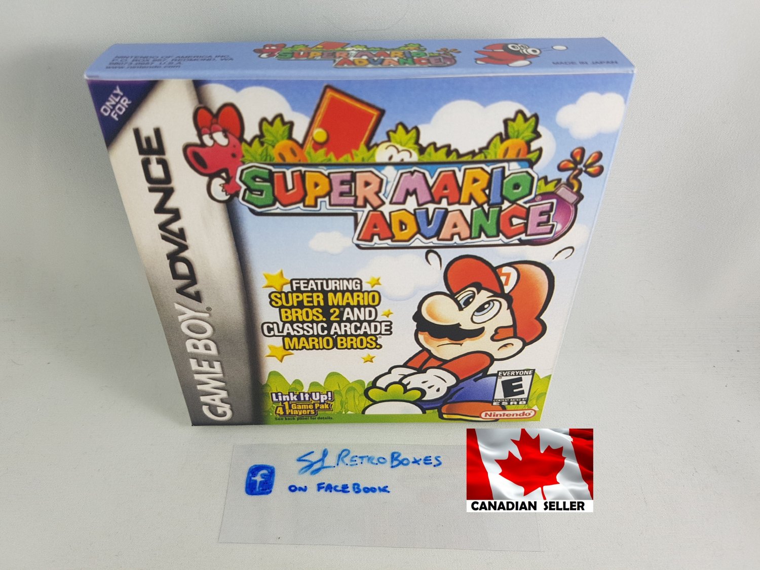SUPER MARIO ADVANCE - Nintendo GBA Custom replacement Box optional w/ Insert Tray & PVC Protector