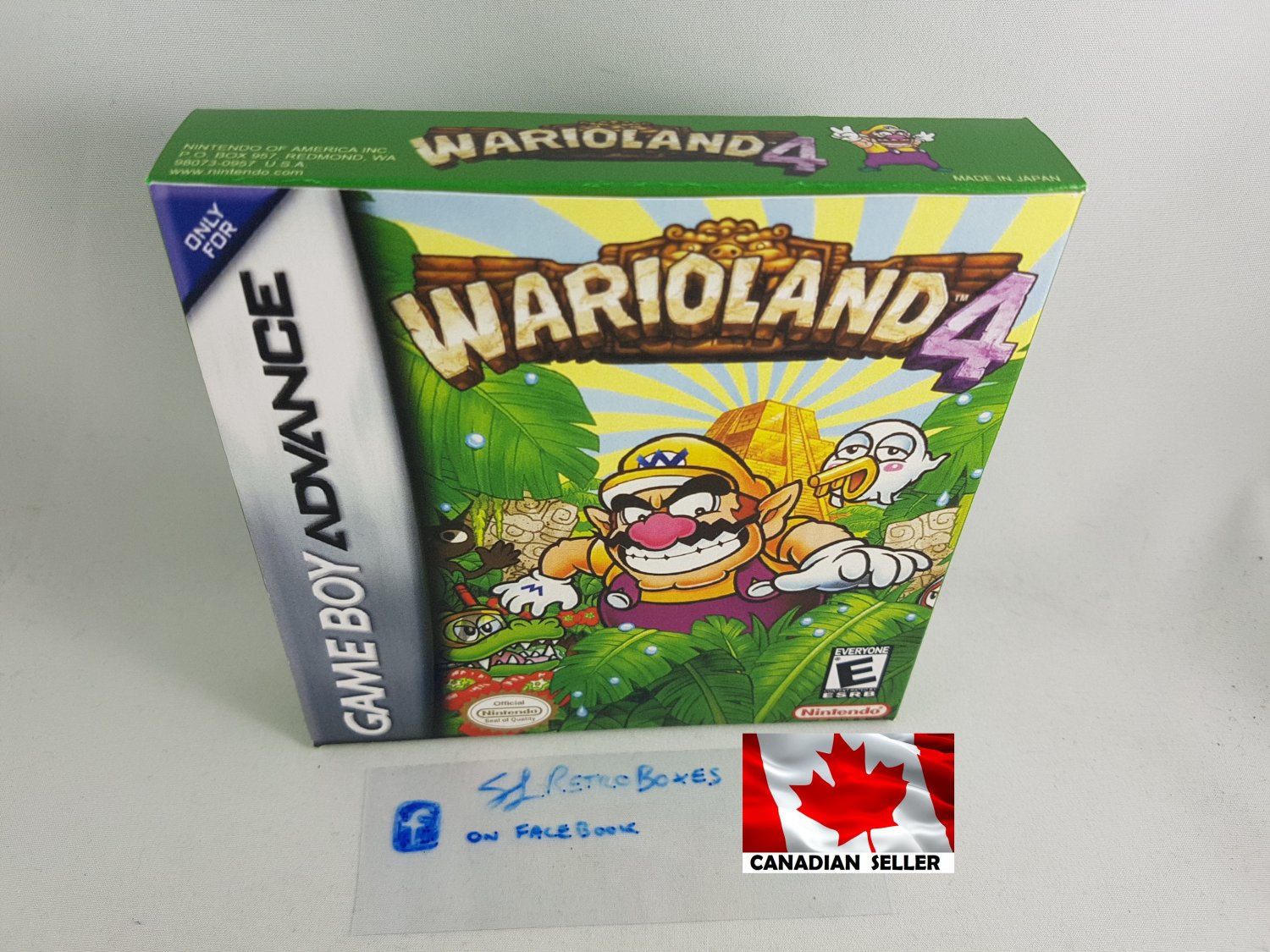 WARIO LAND 4 - Nintendo GBA Custom Replacement Box optional w/ Insert Tray & PVC Protector